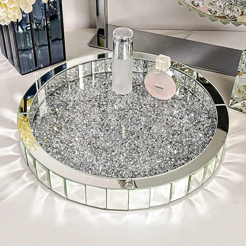 Luxury Skincare Bottles - صواني تخزين زجاجية مرصعة بالألماس الفاخر،