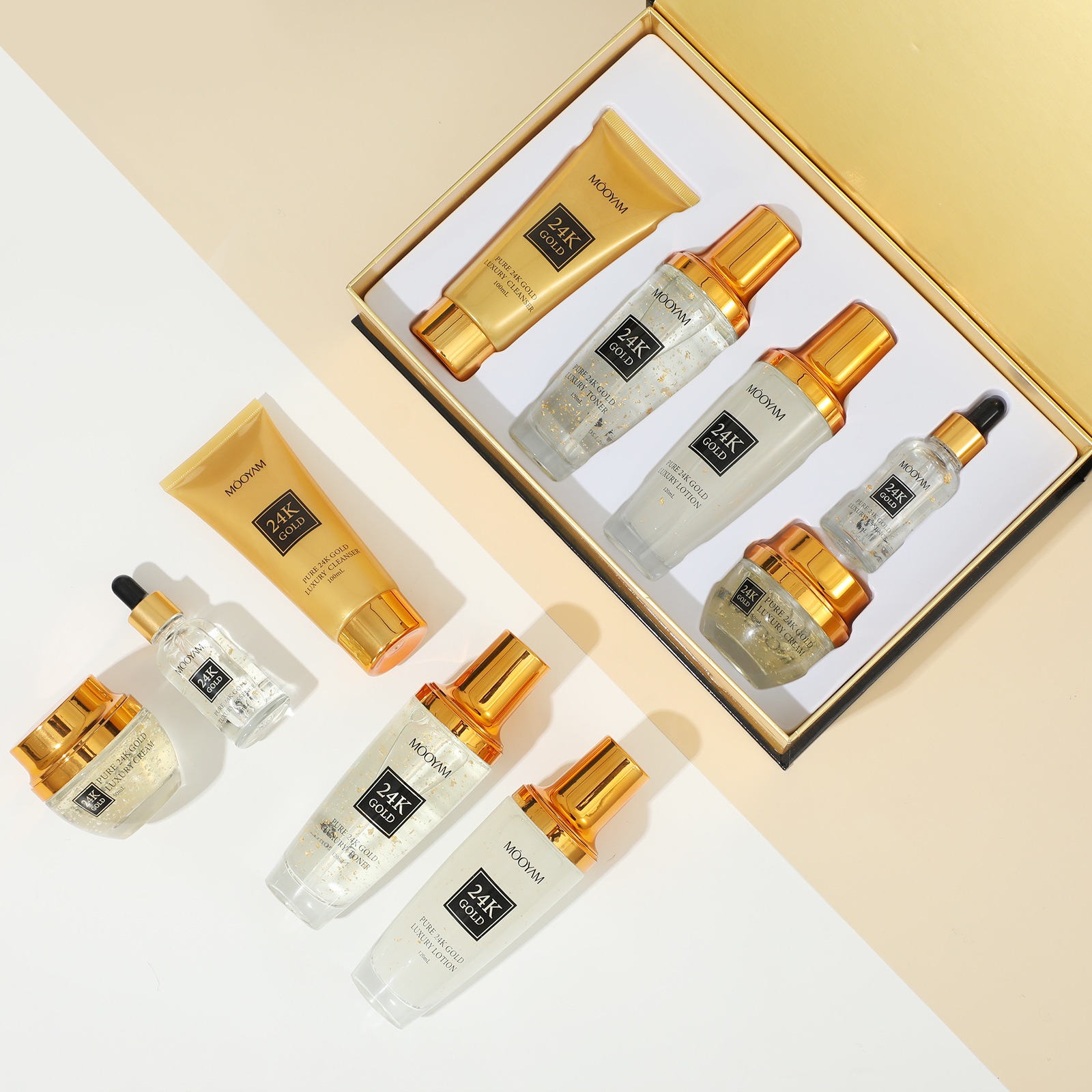 مجموعة مرطبة فاخرة من الذهب عي - مراجعة Luxury Skincare Kit وسعره